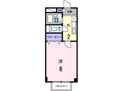 メゾンフルールB(1K/2階)の間取り写真