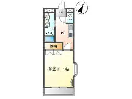 エスポアハイツM(1K/2階)の間取り写真