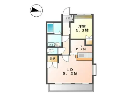 グレイスヴィラ(1LDK/2階)の間取り写真