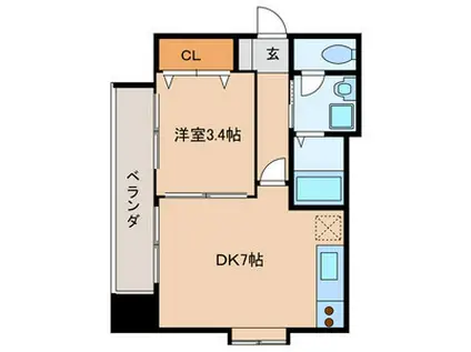 E.POPULARⅡ(1DK/9階)の間取り写真