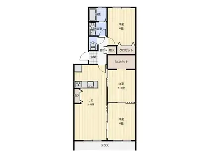 サンハイツ森山(3LDK/1階)の間取り写真