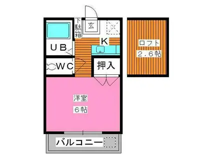 ベルーナふくとみ(1K/2階)の間取り写真