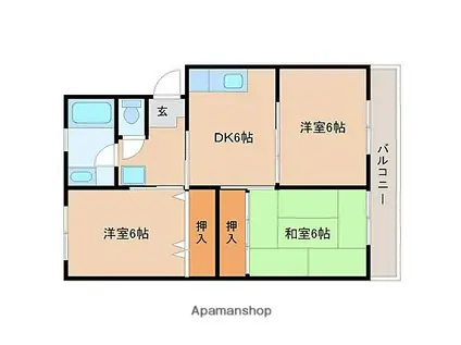 白金ハイツ(3DK/4階)の間取り写真