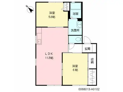 ヴェルデつつみ(2LDK/1階)の間取り写真