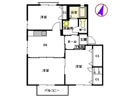 メゾン・メルヴェーユ C棟(3DK/2階)の間取り写真