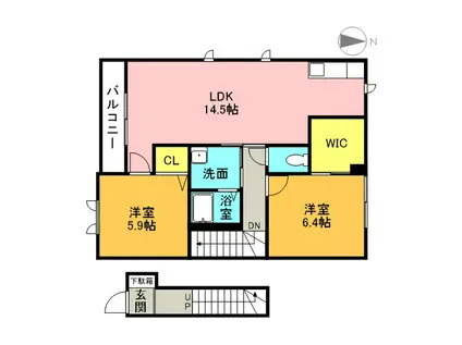 シャーメゾン本郷B棟(2LDK/2階)の間取り写真