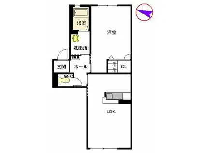 ローズヒル(1LDK/1階)の間取り写真