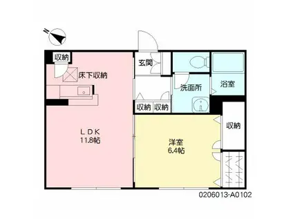 ジャッドスティ A棟(1LDK/1階)の間取り写真