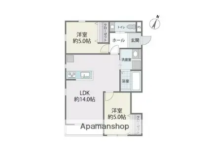 レイクサイド大保(2LDK/1階)の間取り写真