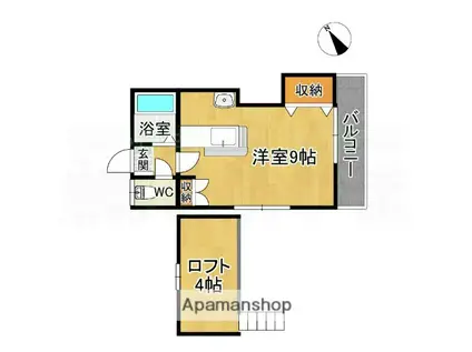 ハイデンス高雄B(ワンルーム/2階)の間取り写真