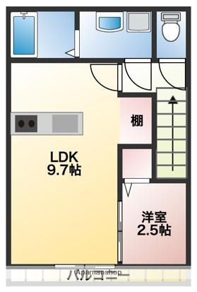 PREVOYANCE甘木駅前Ⅱ(1LDK/1階)の間取り写真