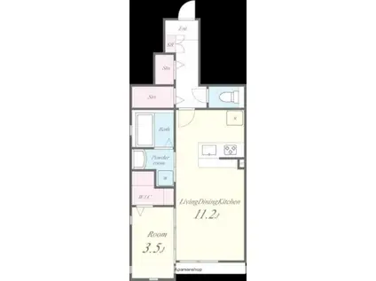 ウィリング ブリス A棟(1LDK/1階)の間取り写真