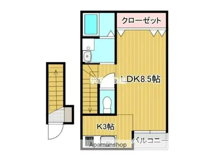 SUNS堤(ワンルーム/2階)の間取り写真