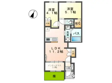 INDIGOBLUE(2LDK/1階)の間取り写真