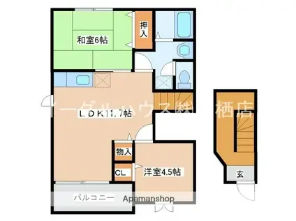 プランドゥ鳥栖Ⅱ(2LDK/2階)の間取り写真