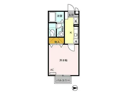 ヴェルメゾンA(1K/2階)の間取り写真