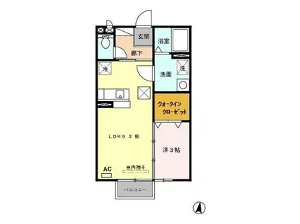 エレゼタウンⅡ(1LDK/1階)の間取り写真