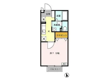 セジュール式部(1K/2階)の間取り写真