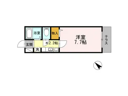 セリバテール太宰府(1K/1階)の間取り写真