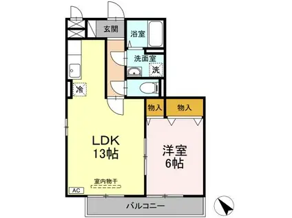 セイシェル・大山B(1LDK/3階)の間取り写真
