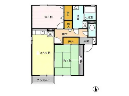 メゾンパークス C棟(2DK/2階)の間取り写真