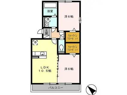 LESPOIR(2LDK/3階)の間取り写真