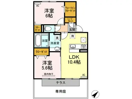 アイリス(2LDK/1階)の間取り写真