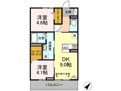 GRASS FIELDS(2DK/2階)の間取り写真