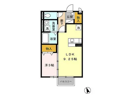 ポラリス(1LDK/2階)の間取り写真