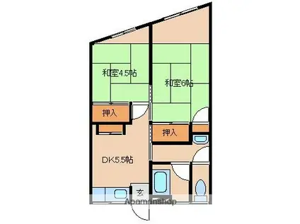 朝日屋アパート(2DK/2階)の間取り写真