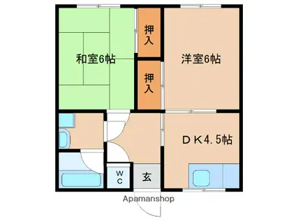 梶原ビル(2DK/3階)の間取り写真