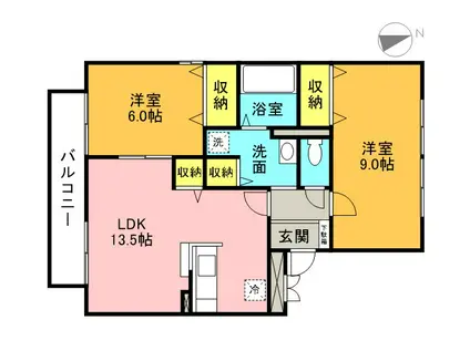リビングタウン弥生が丘A(2LDK/3階)の間取り写真