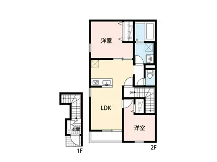 GRAND REVE(2LDK/2階)の間取り写真