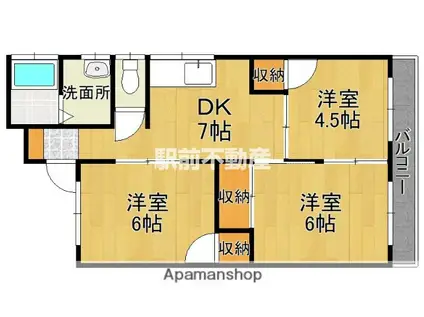 HALELEA(3DK/2階)の間取り写真