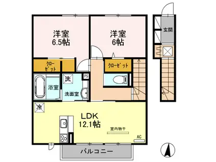 ルメート若葉II(2LDK/2階)の間取り写真