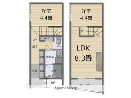 FLUKE S-TERRACE(2DK/1階)の間取り写真