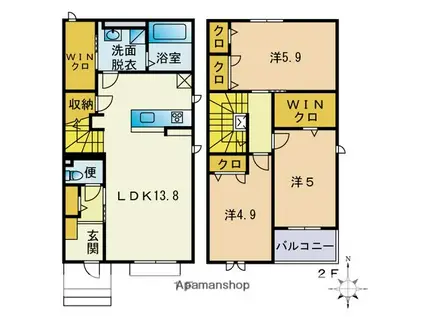アルバ・カシータ(3LDK/1階)の間取り写真