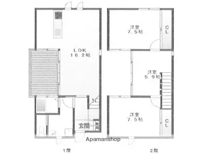 エクリュ二日市北 Ⅱ号棟(3LDK/1階)の間取り写真