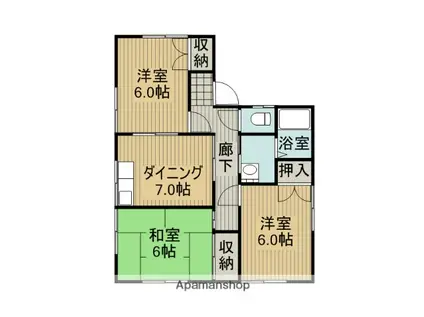 福岡県八女市 1階建 築31年(3DK)の間取り写真