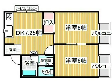 サンハイツ長浜(2DK/2階)の間取り写真