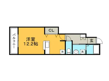 レジデンス稲富B(1K/1階)の間取り写真