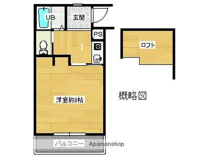 グリーンハイツ筑後(1K/3階)の間取り写真