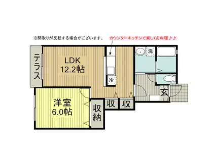 メゾン・アンジュC(1LDK/1階)の間取り写真