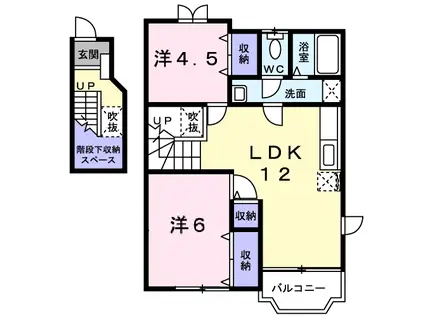 サニーパレス一条C(2LDK/2階)の間取り写真