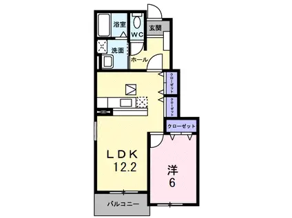 ブレッザ・ジャルディーノ参番館(1LDK/1階)の間取り写真