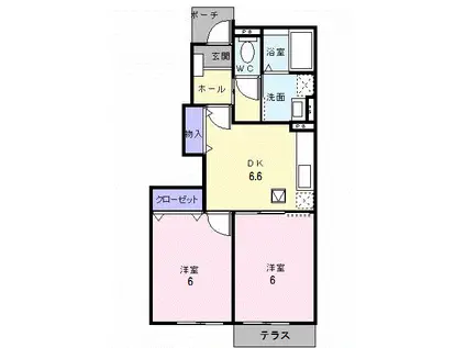 グレースなごみB(2DK/1階)の間取り写真