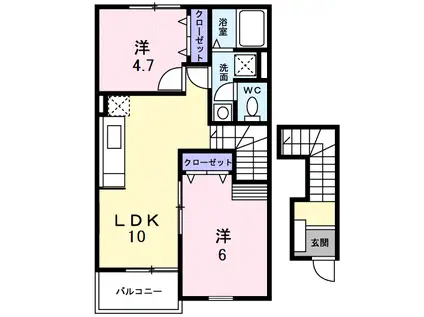 ウランタン壱番館(2LDK/2階)の間取り写真