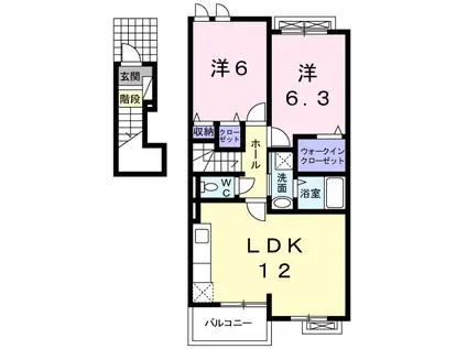 メゾン・プラシードB(2LDK/2階)の間取り写真