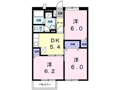グリーンサニー末廣(3DK/2階)の間取り写真