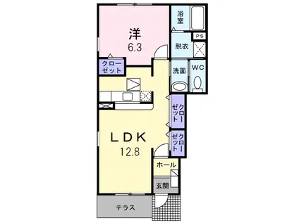 すいふようB(1LDK/1階)の間取り写真